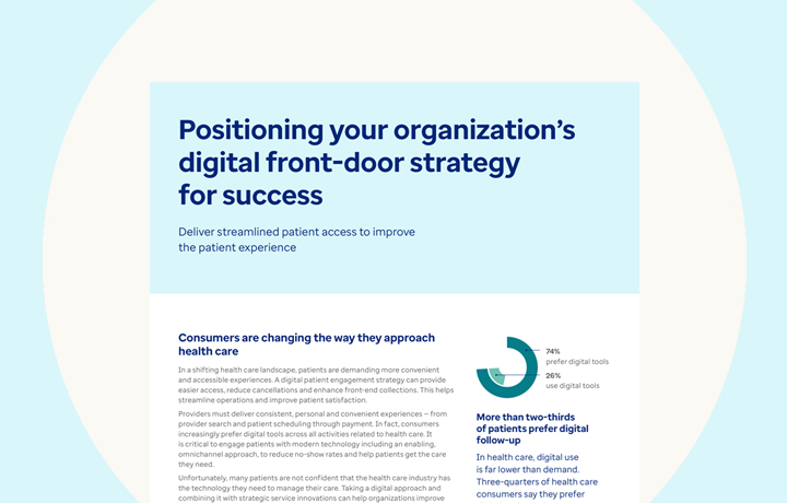 White paper titled 'Positioning your organization's digital front-door strategy for success'